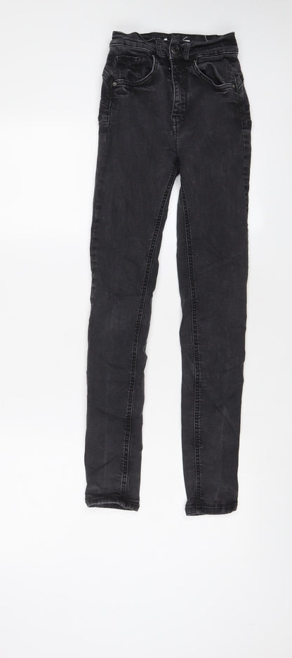Pull&Bear Womens Grey Cotton Skinny Jeans Size 4 L26 in Regular Zip