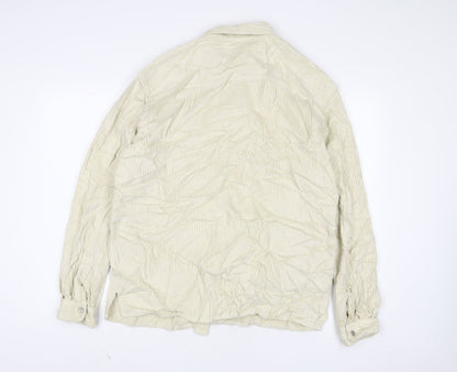 Zara Mens Ivory Cotton Button-Up Size M Collared Button