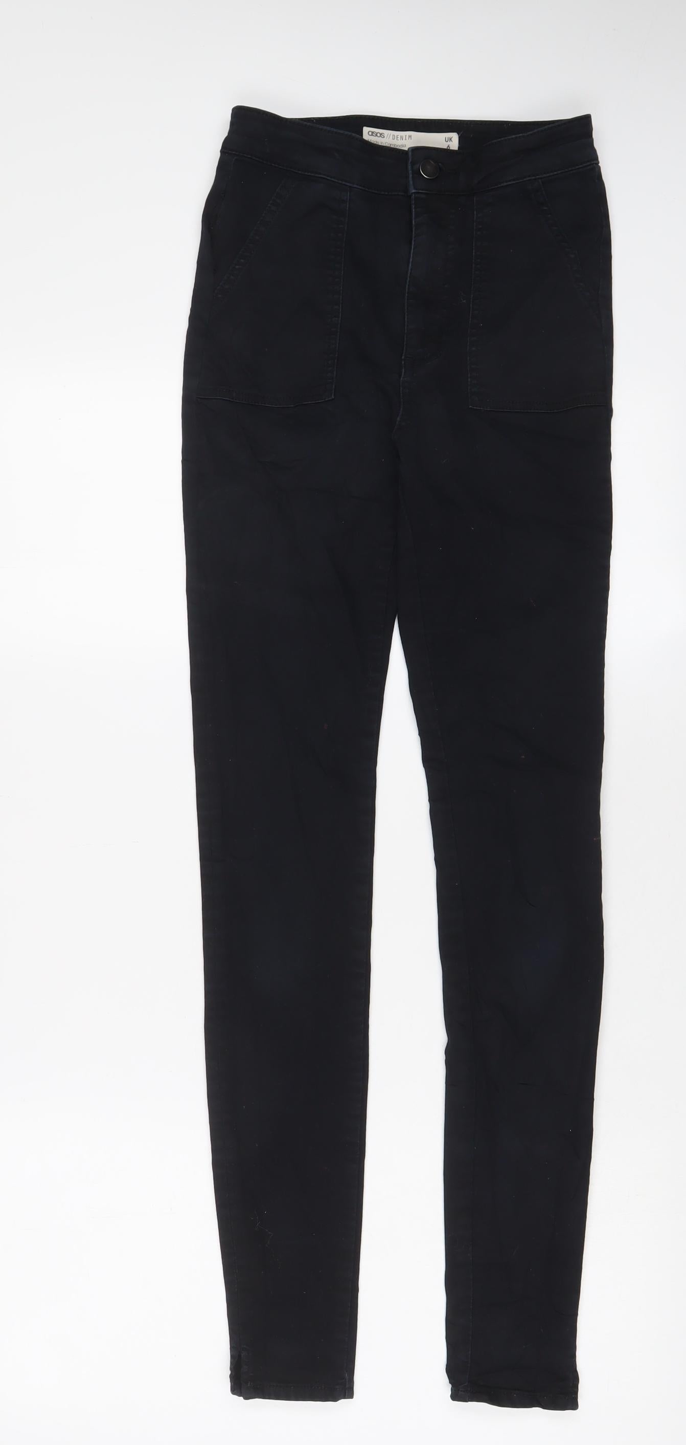 ASOS Womens Black Cotton Skinny Jeans Size 6 L30 in Regular Zip