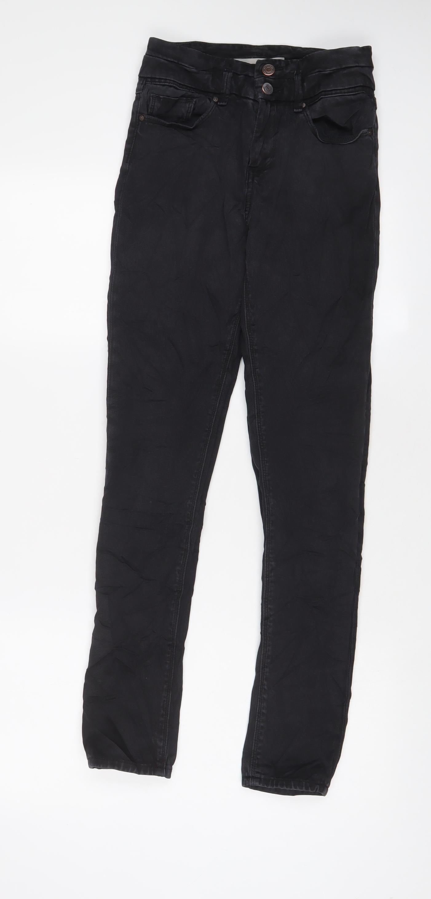 Topshop Womens Black Cotton Skinny Jeans Size 25 in L30 in Regular Zip