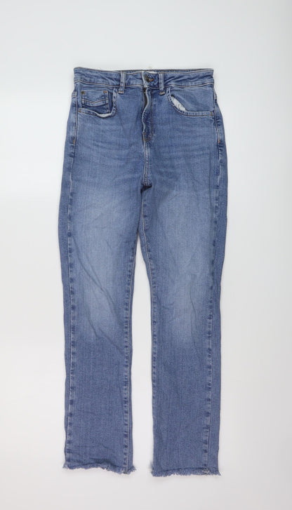 Zara Womens Blue Cotton Straight Jeans Size 8 L27 in Regular Button
