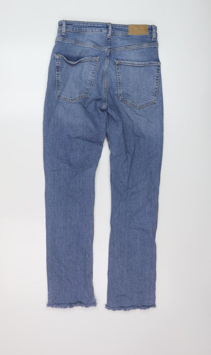 Zara Womens Blue Cotton Straight Jeans Size 8 L27 in Regular Button
