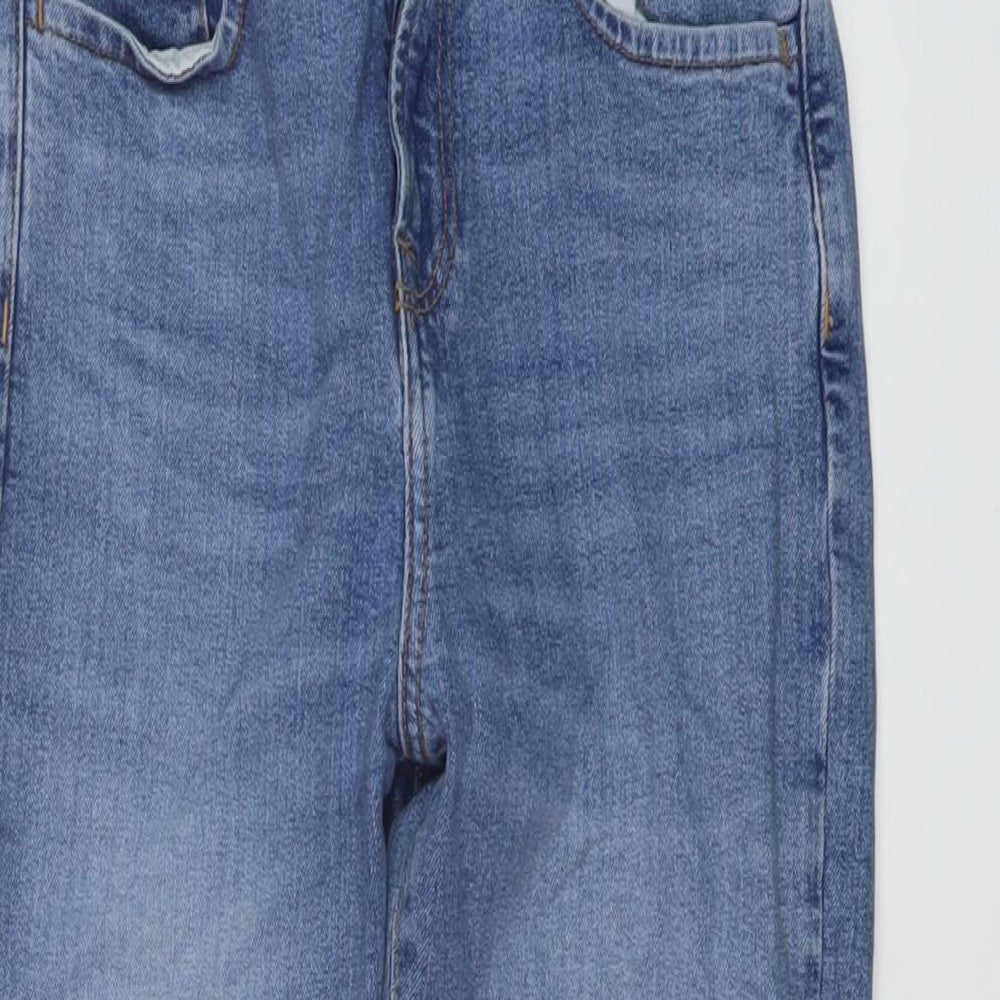 Zara Womens Blue Cotton Straight Jeans Size 8 L27 in Regular Button
