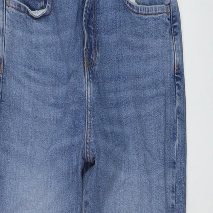 Zara Womens Blue Cotton Straight Jeans Size 8 L27 in Regular Button