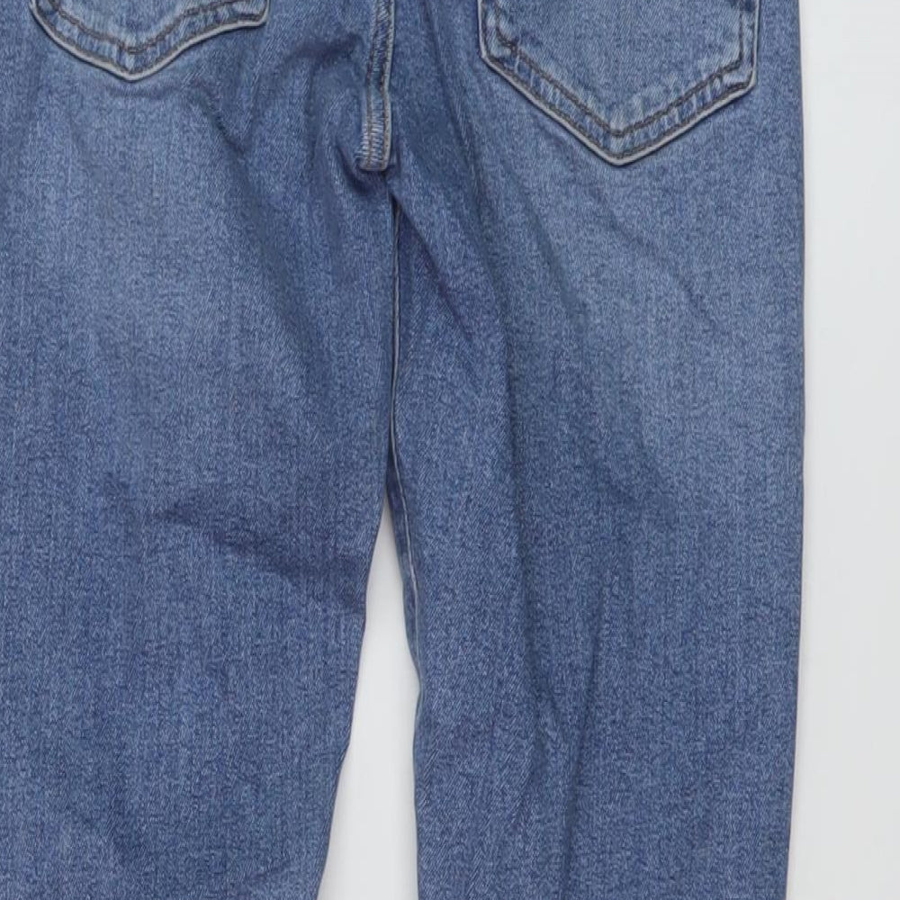 Zara Womens Blue Cotton Straight Jeans Size 8 L27 in Regular Button