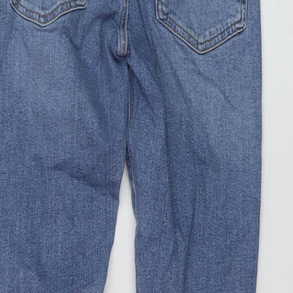 Zara Womens Blue Cotton Straight Jeans Size 8 L27 in Regular Button