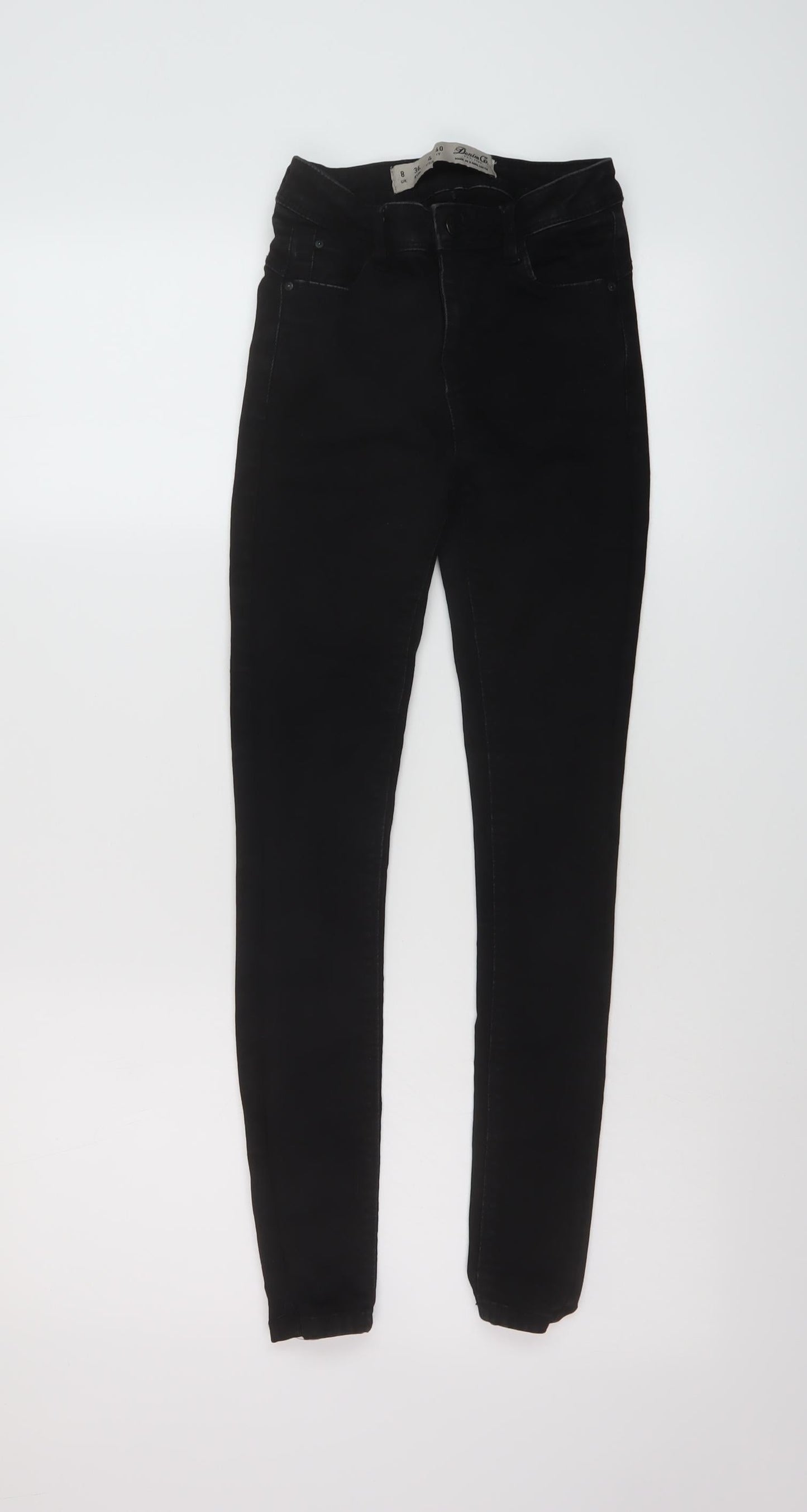 Denim & Co. Womens Black Cotton Skinny Jeans Size 8 L25 in Regular Button