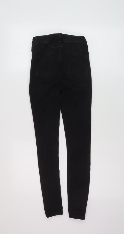 Denim & Co. Womens Black Cotton Skinny Jeans Size 8 L25 in Regular Button
