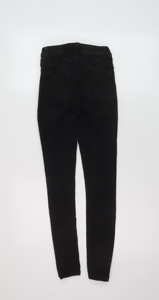 Denim & Co. Womens Black Cotton Skinny Jeans Size 8 L25 in Regular Button