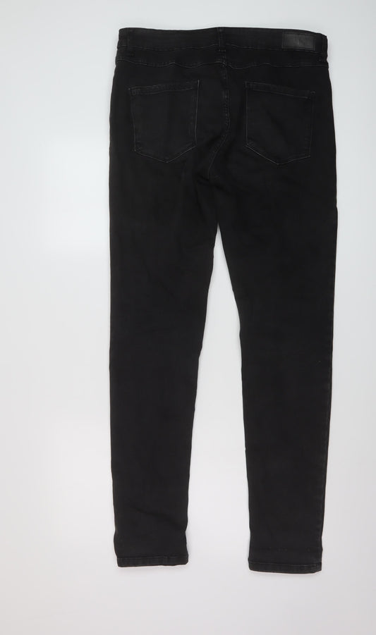 Denim & Co. Mens Black Cotton Straight Jeans Size 34 in L34 in Regular Button