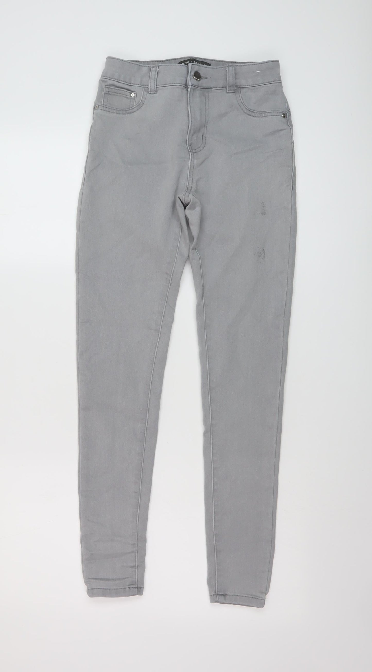 Denim & Co. Womens Grey Cotton Skinny Jeans Size 8 L28 in Regular Button