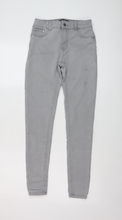 Denim & Co. Womens Grey Cotton Skinny Jeans Size 8 L28 in Regular Button
