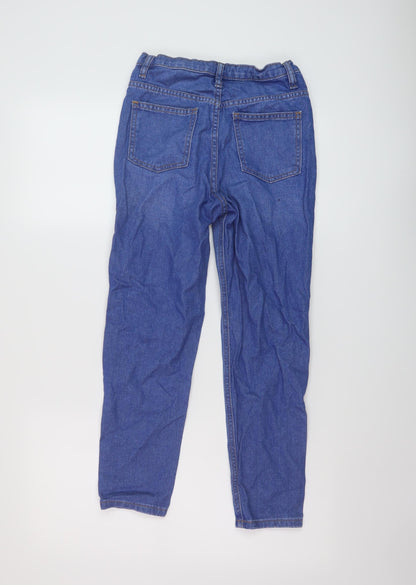 F&F Girls Blue Cotton Straight Jeans Size 10-11 Years Regular Button
