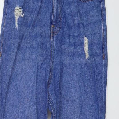 F&F Girls Blue Cotton Straight Jeans Size 10-11 Years Regular Button