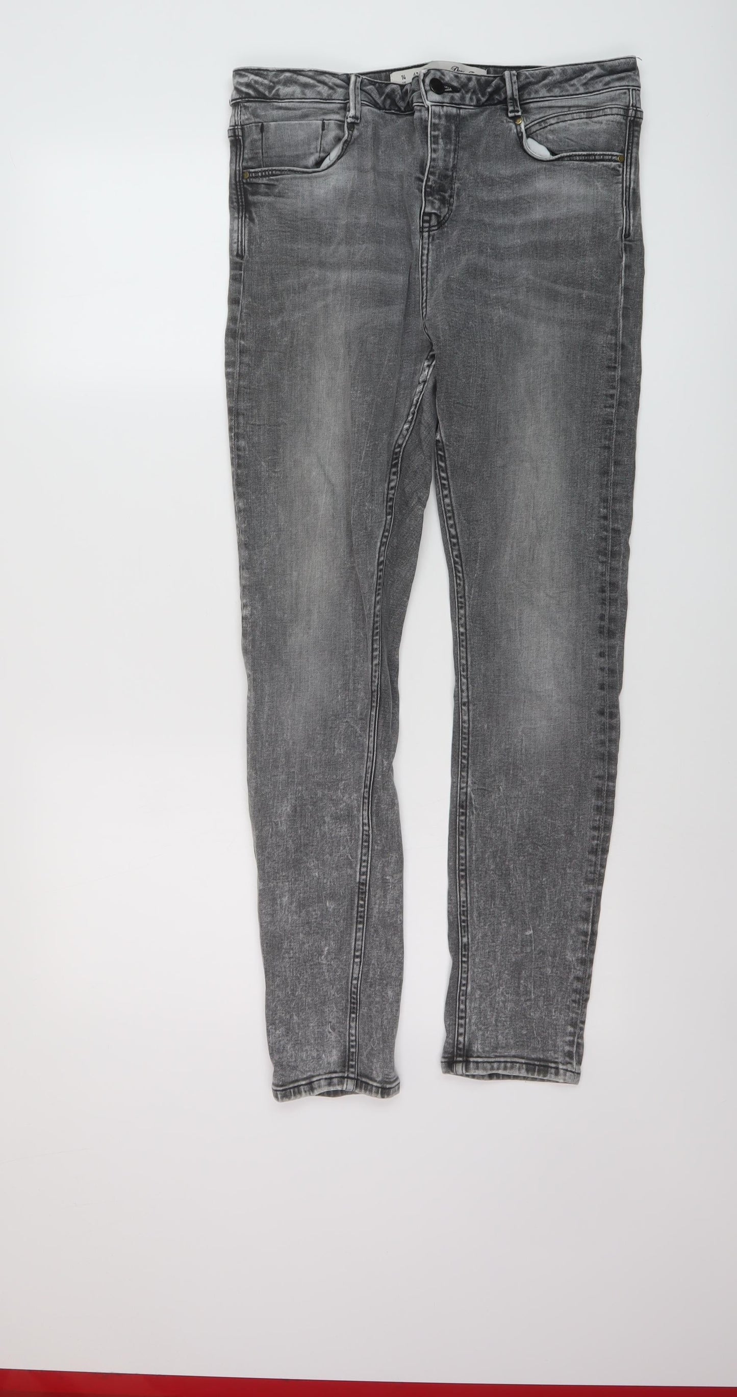Denim & Co. Womens Grey Cotton Skinny Jeans Size 14 L28 in Regular Button