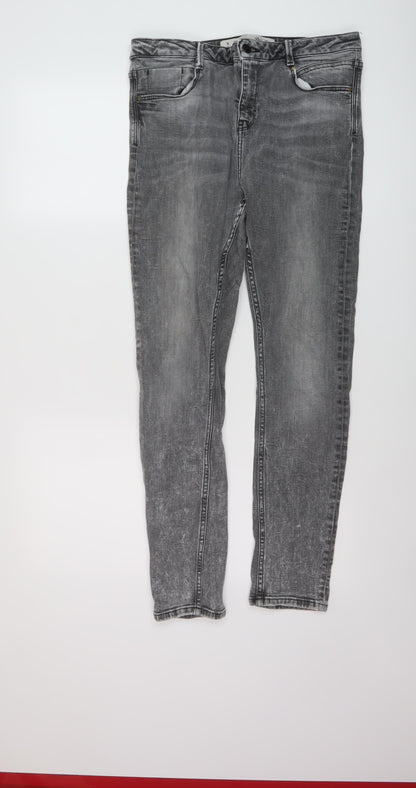 Denim & Co. Womens Grey Cotton Skinny Jeans Size 14 L28 in Regular Button