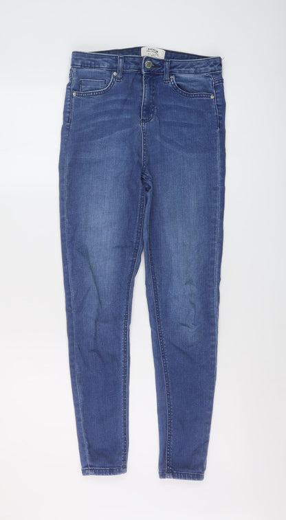 Miss Selfridge Womens Blue Cotton Skinny Jeans Size 10 L27 in Regular Button