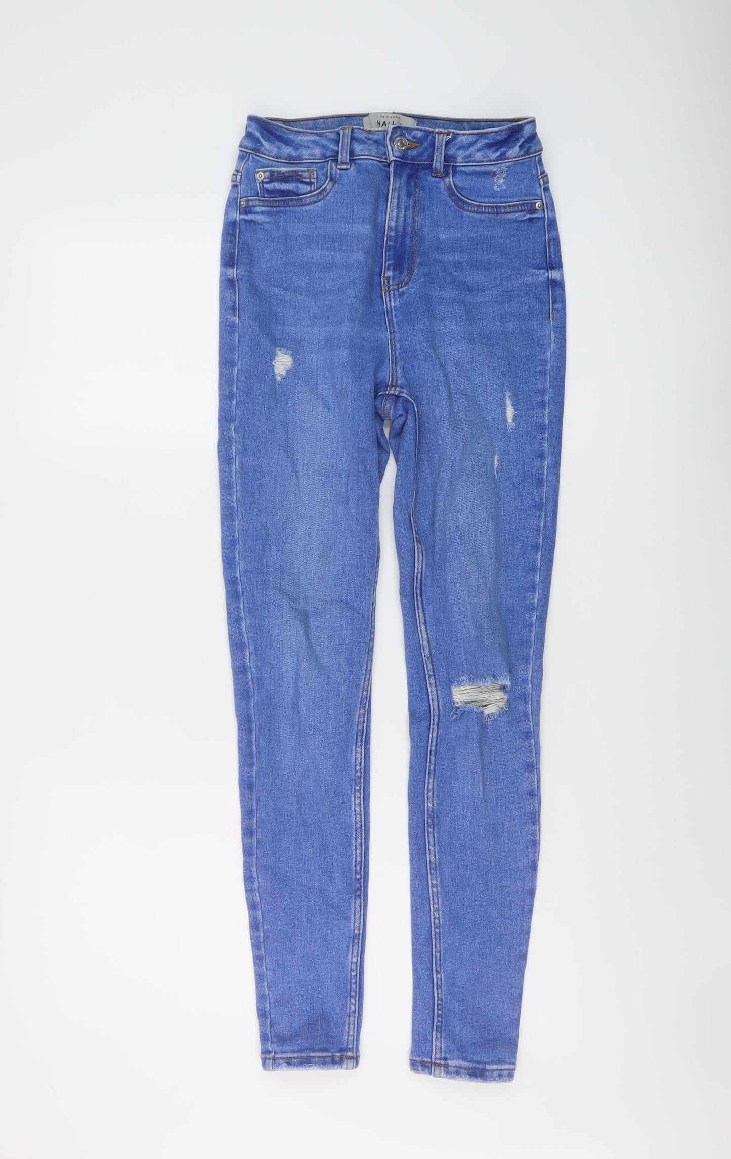 New Look Womens Blue Cotton Skinny Jeans Size 8 L28 in Regular Button