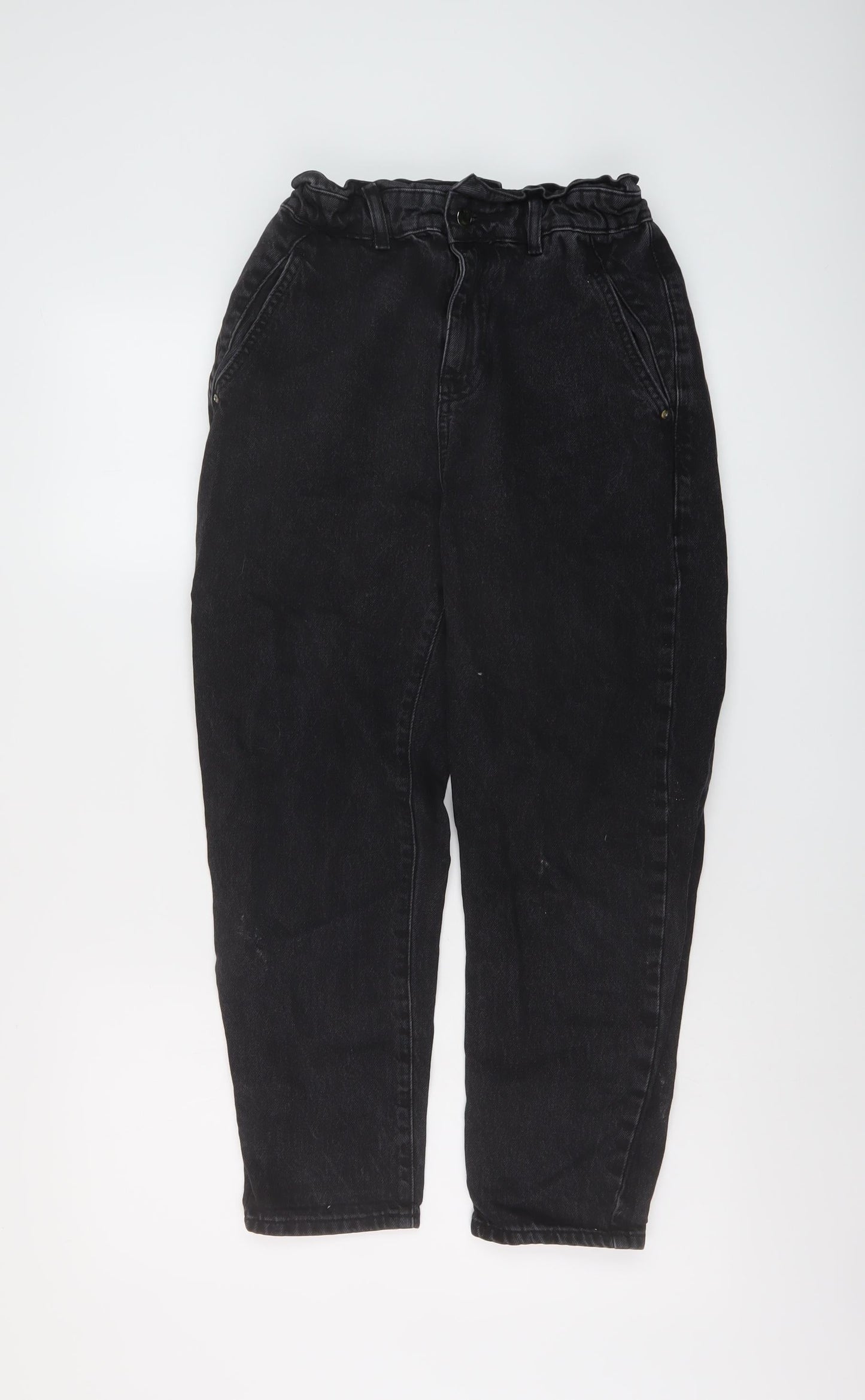 Zara Womens Black Cotton Mom Jeans Size 8 L24 in Regular Button