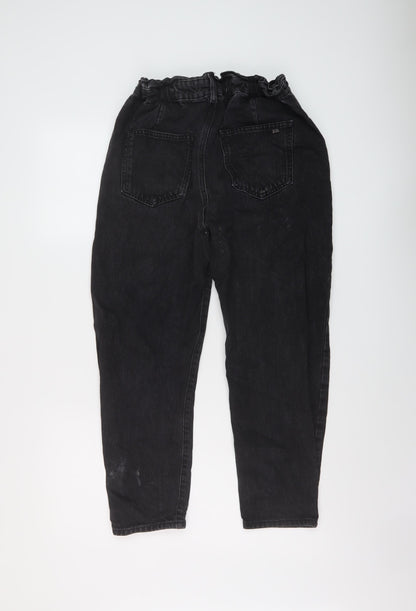 Zara Womens Black Cotton Mom Jeans Size 8 L24 in Regular Button