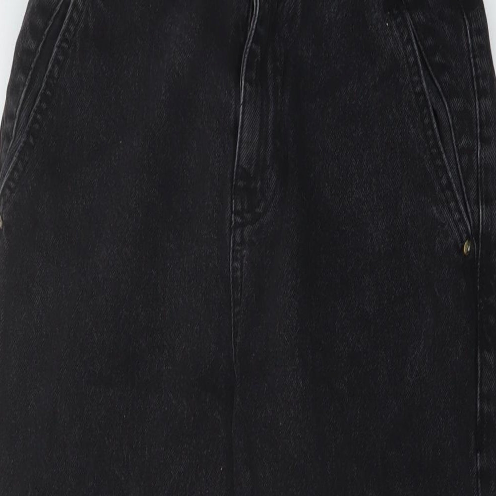 Zara Womens Black Cotton Mom Jeans Size 8 L24 in Regular Button