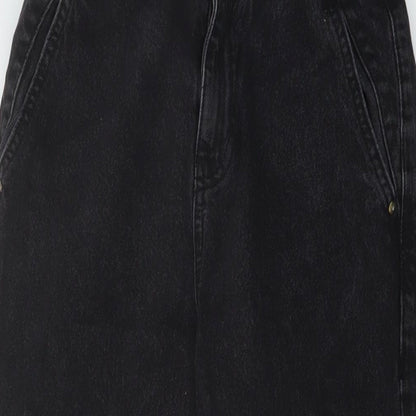 Zara Womens Black Cotton Mom Jeans Size 8 L24 in Regular Button