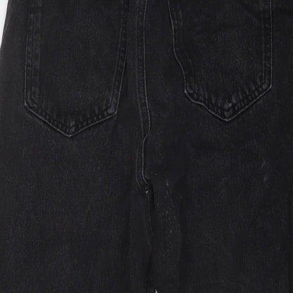 Zara Womens Black Cotton Mom Jeans Size 8 L24 in Regular Button