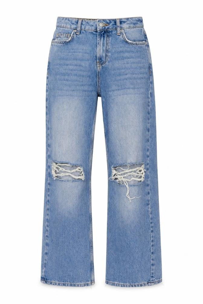 Womens UK Size 6 New Look Regular Fit Wide-Leg Blue Jeans