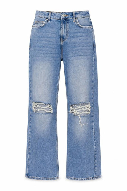 Womens UK Size 6 New Look Regular Fit Wide-Leg Blue Jeans