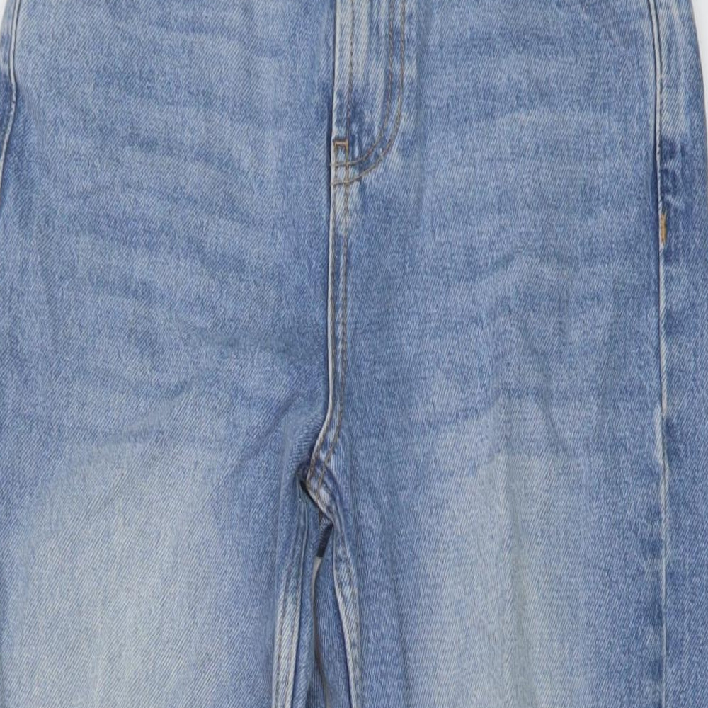 New Look Womens Blue Cotton Wide-Leg Jeans Size 6 L28 in Regular Button