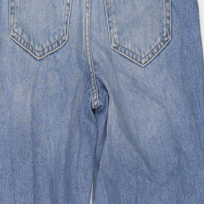 New Look Womens Blue Cotton Wide-Leg Jeans Size 6 L28 in Regular Button