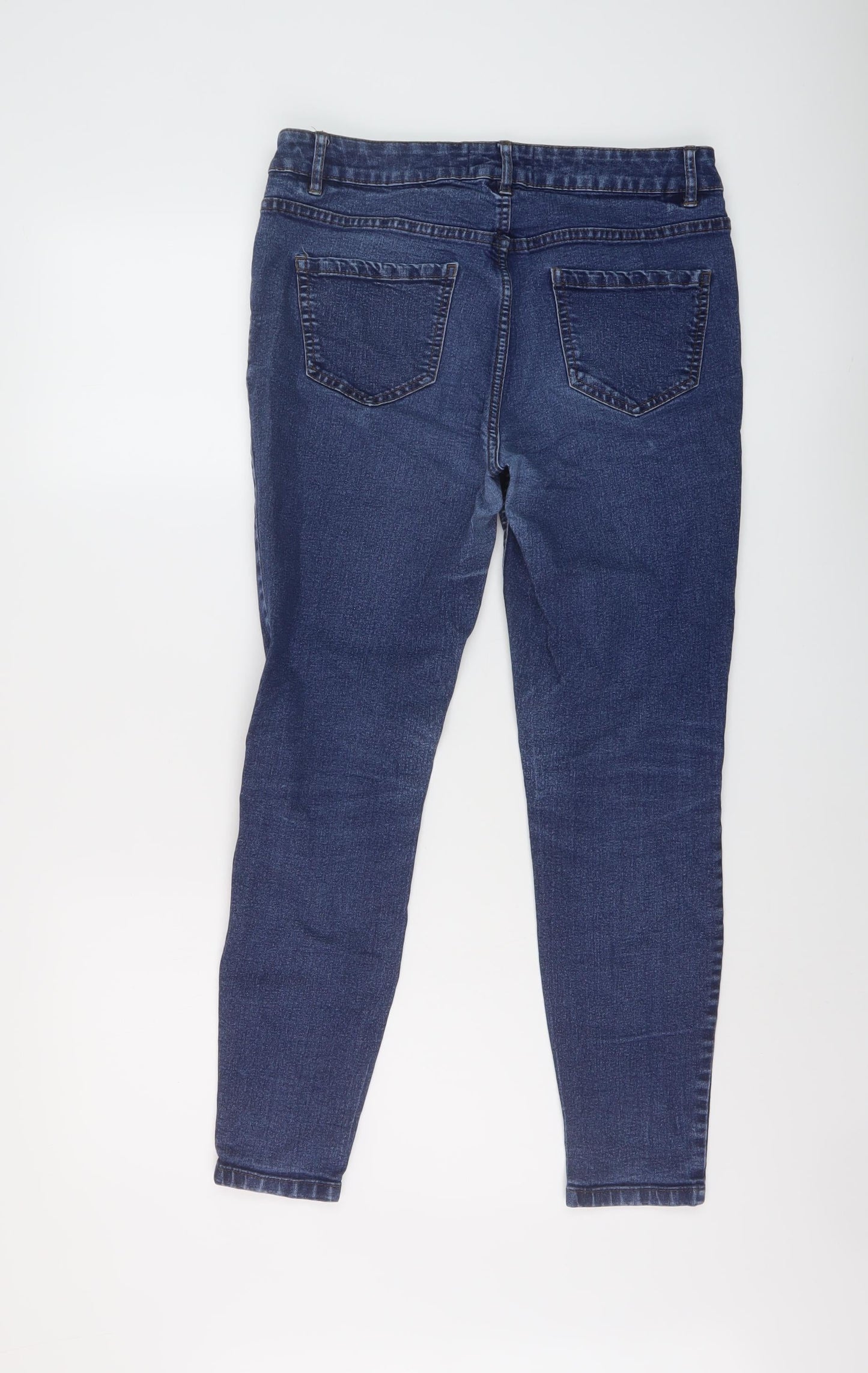 New Look Womens Blue Cotton Skinny Jeans Size 12 L26 in Regular Button