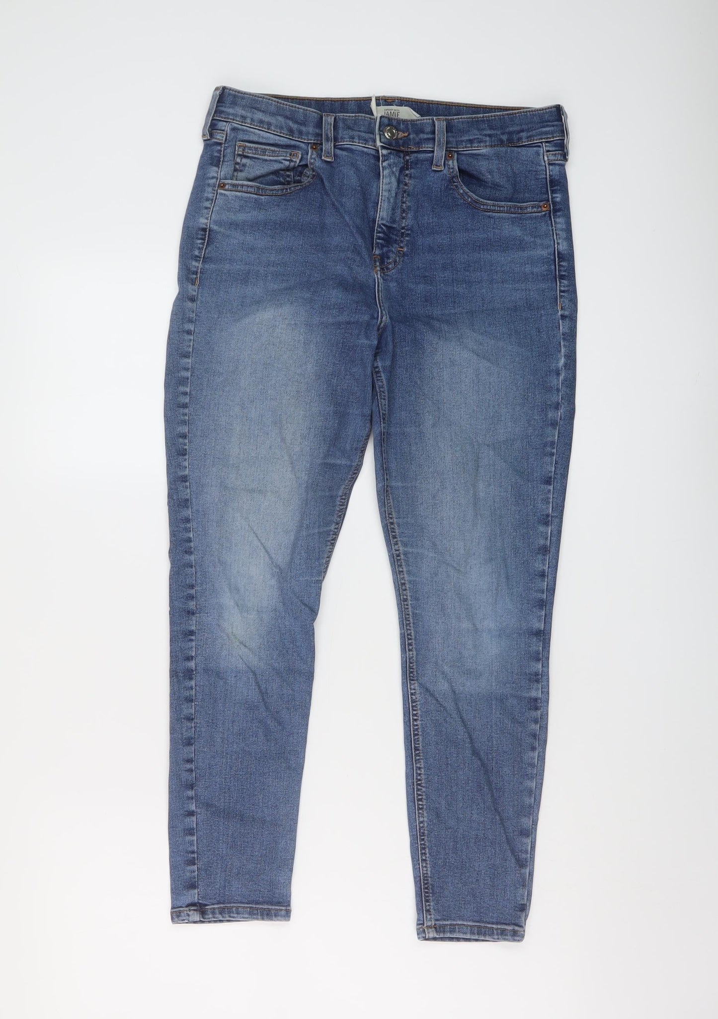 Topshop Womens Blue Cotton Skinny Jeans Size 32 in L24 in Regular Button