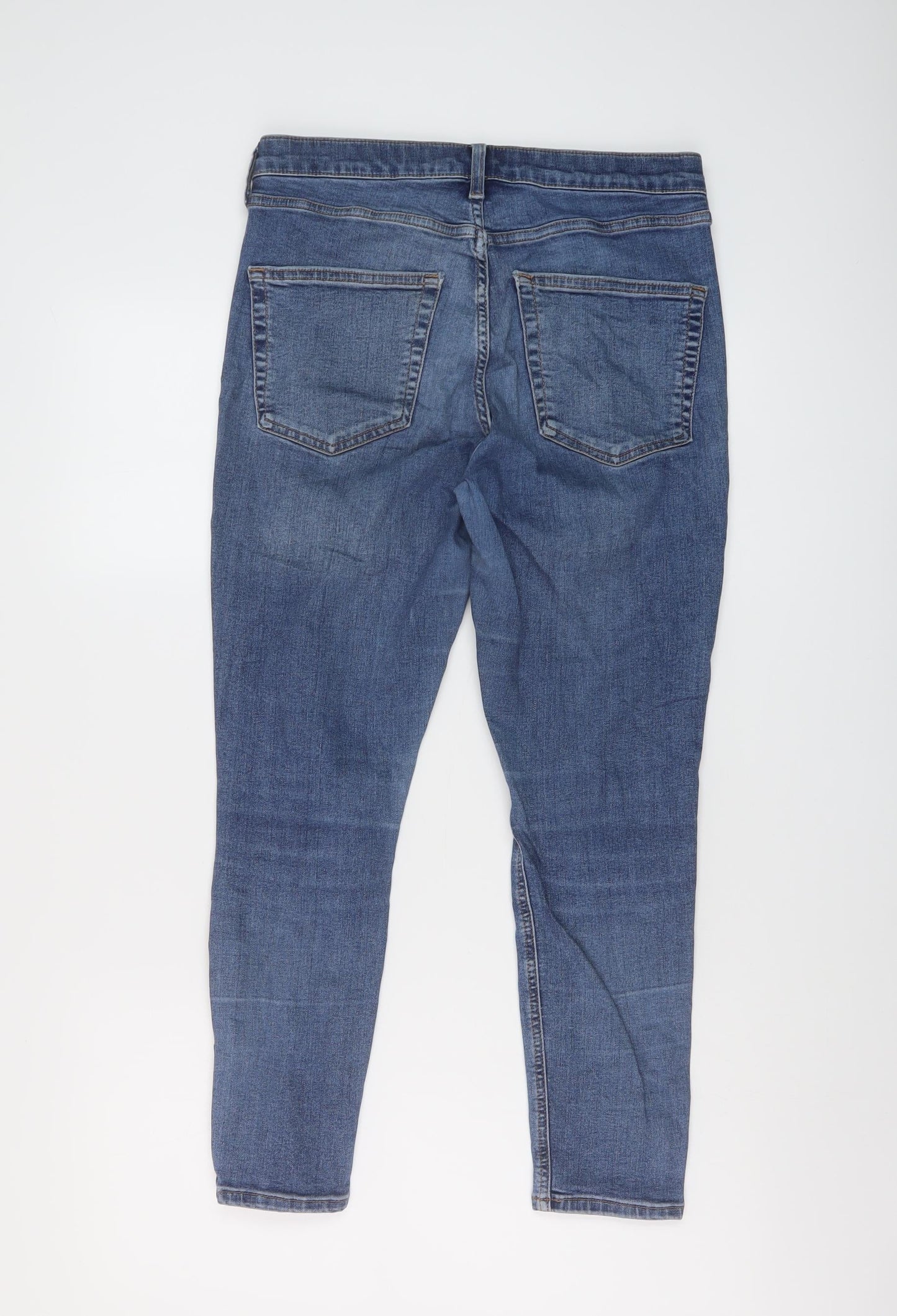 Topshop Womens Blue Cotton Skinny Jeans Size 32 in L24 in Regular Button