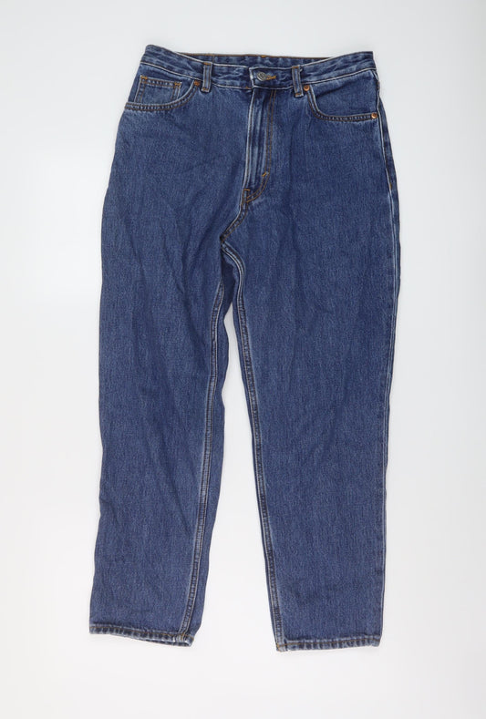 Monki Womens Blue Cotton Straight Jeans Size 30 in L26 in Regular Button