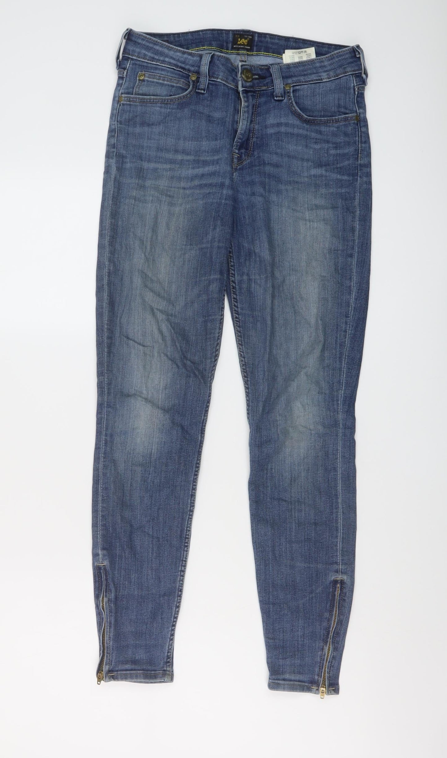 Lee Womens Blue Cotton Skinny Jeans Size 28 in L28 in Regular Button