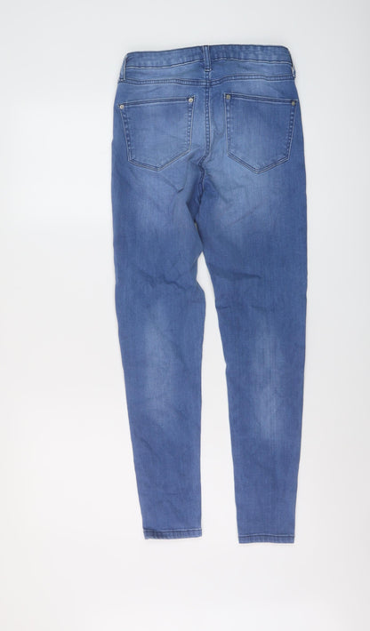 Miss Selfridge Womens Blue Cotton Skinny Jeans Size 10 L27 in Regular Button