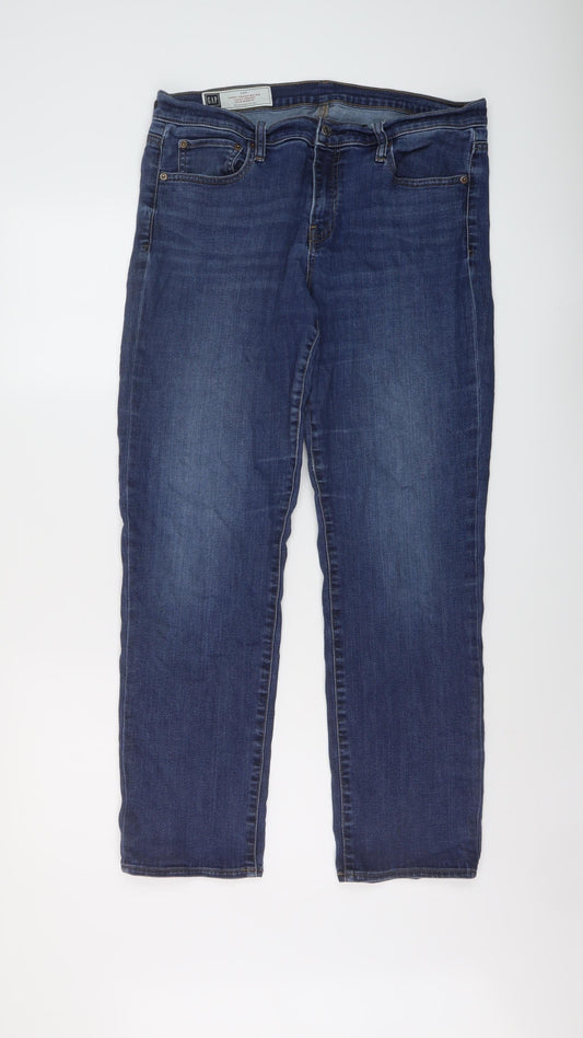 Gap Womens Blue Cotton Straight Jeans Size 32 in L29 in Regular Button