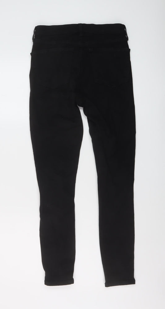 Topshop Womens Black Cotton Skinny Jeans Size 30 in L30 in Regular Button