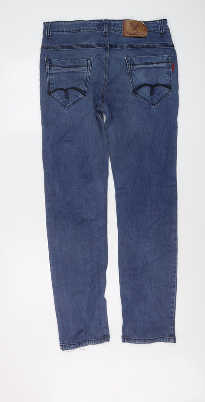 Voodoio Mens Blue Cotton Straight Jeans Size 32 in L31 in Regular Button