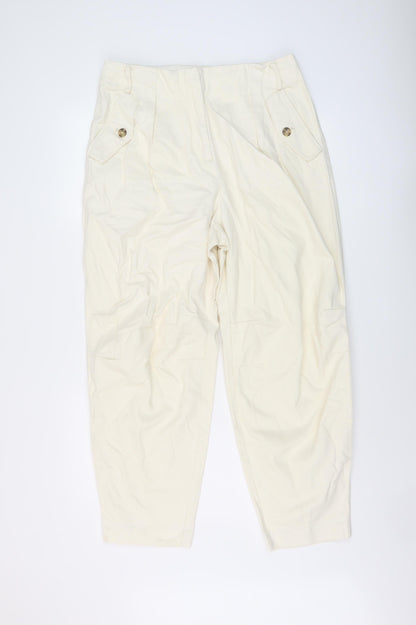 Mangpo Womens Ivory Cotton Mom Jeans Size 14 L26 in Regular Button