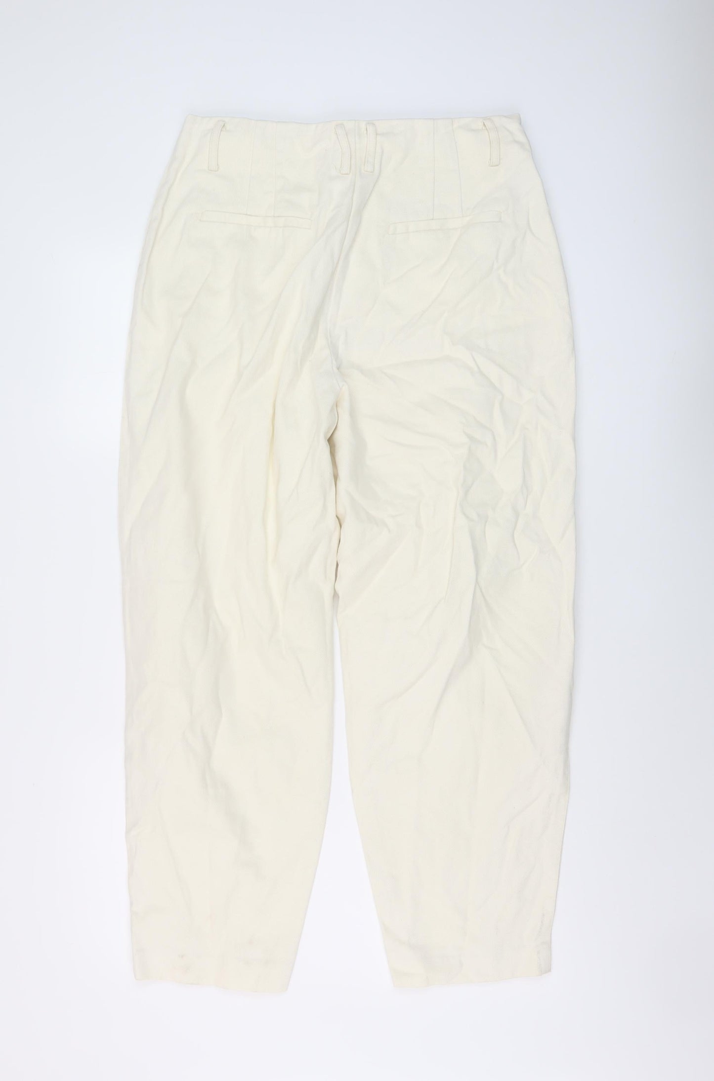 Mangpo Womens Ivory Cotton Mom Jeans Size 14 L26 in Regular Button