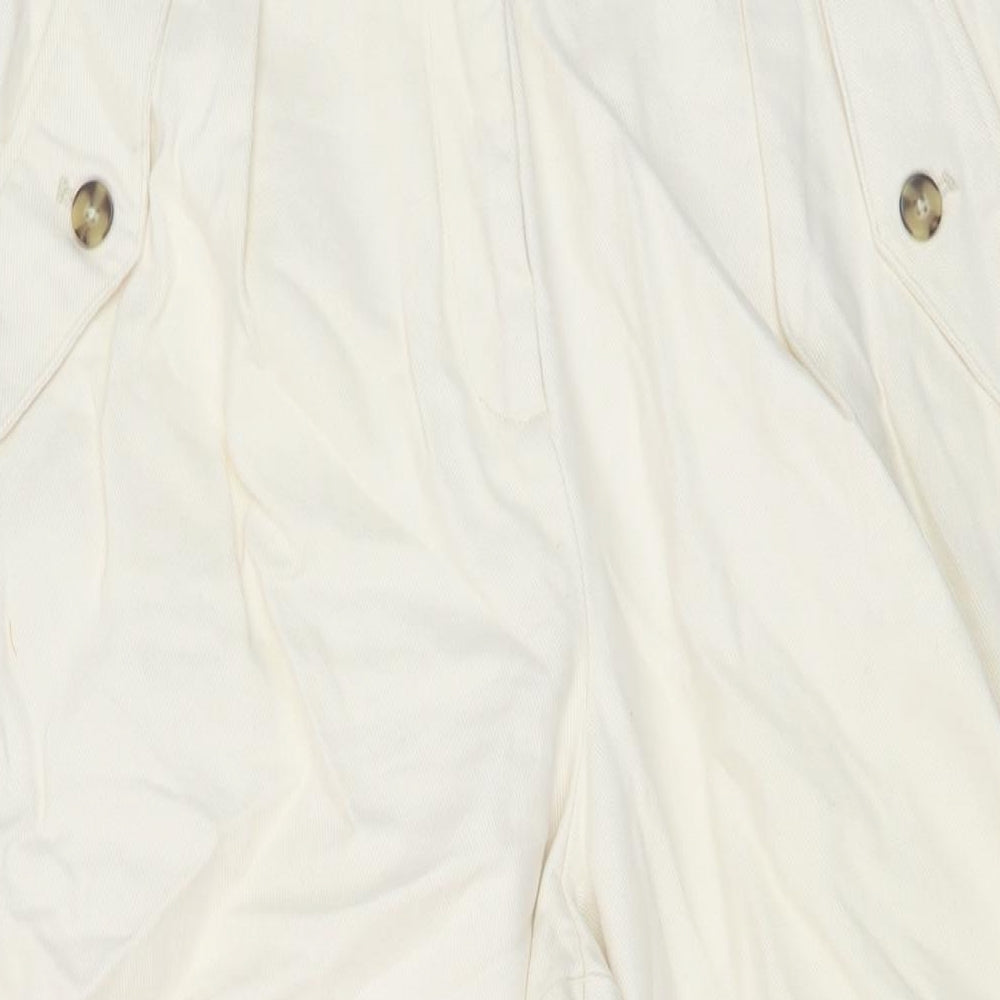 Mangpo Womens Ivory Cotton Mom Jeans Size 14 L26 in Regular Button