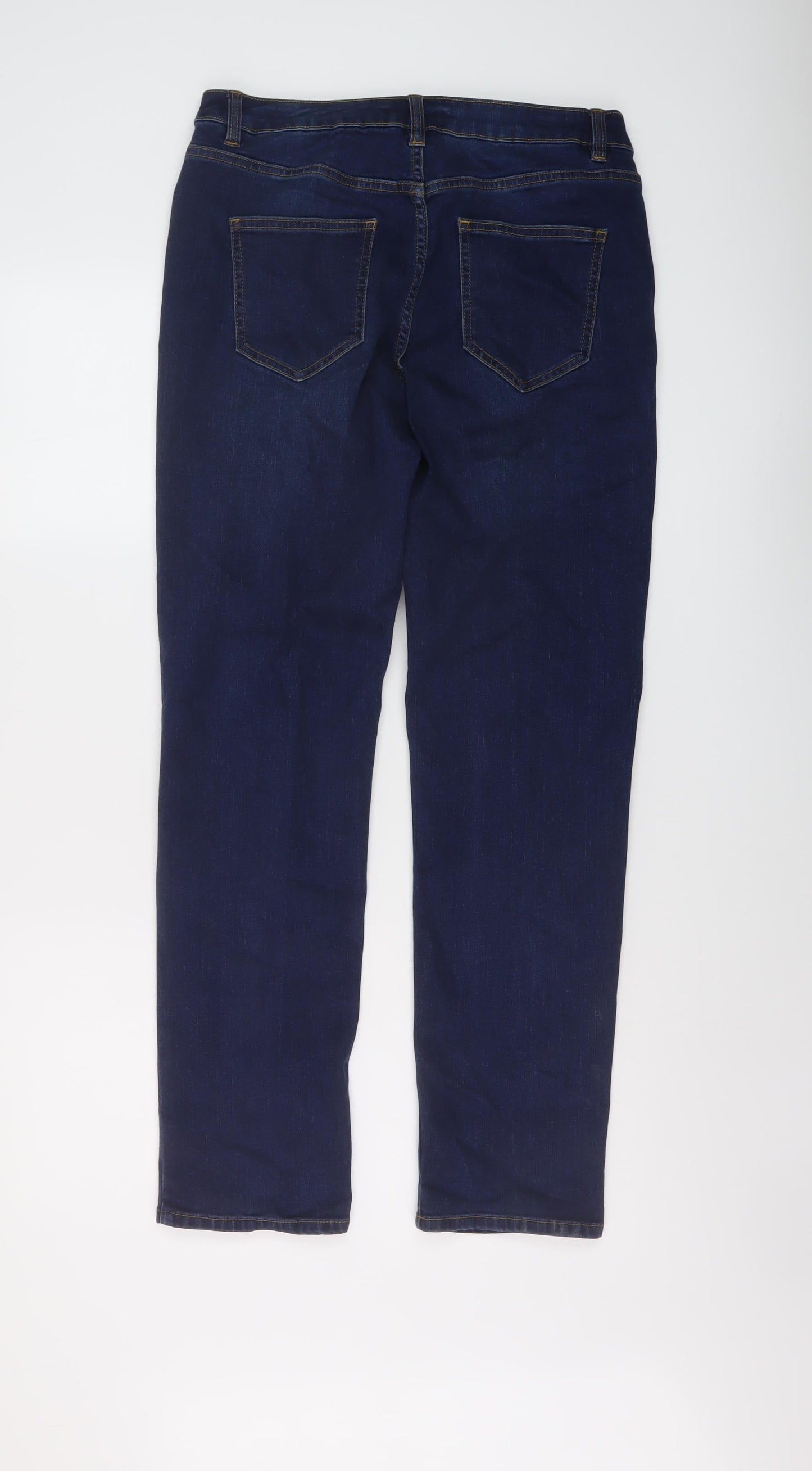 George Womens Blue Cotton Straight Jeans Size 10 L30 in Regular Button