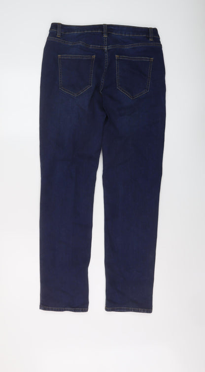 George Womens Blue Cotton Straight Jeans Size 10 L30 in Regular Button