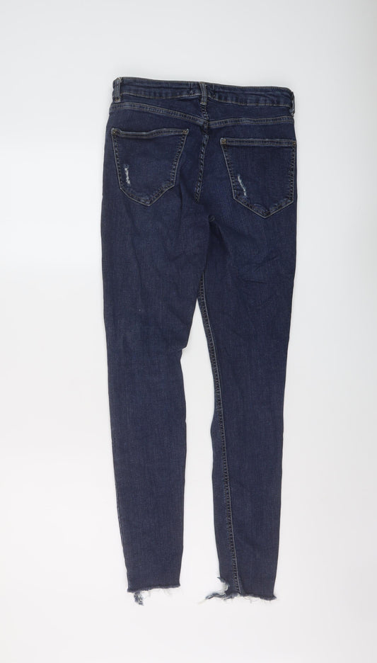 Miss Selfridge Womens Blue Cotton Skinny Jeans Size 10 L28 in Regular Button