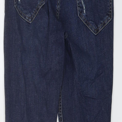 Miss Selfridge Womens Blue Cotton Skinny Jeans Size 10 L28 in Regular Button
