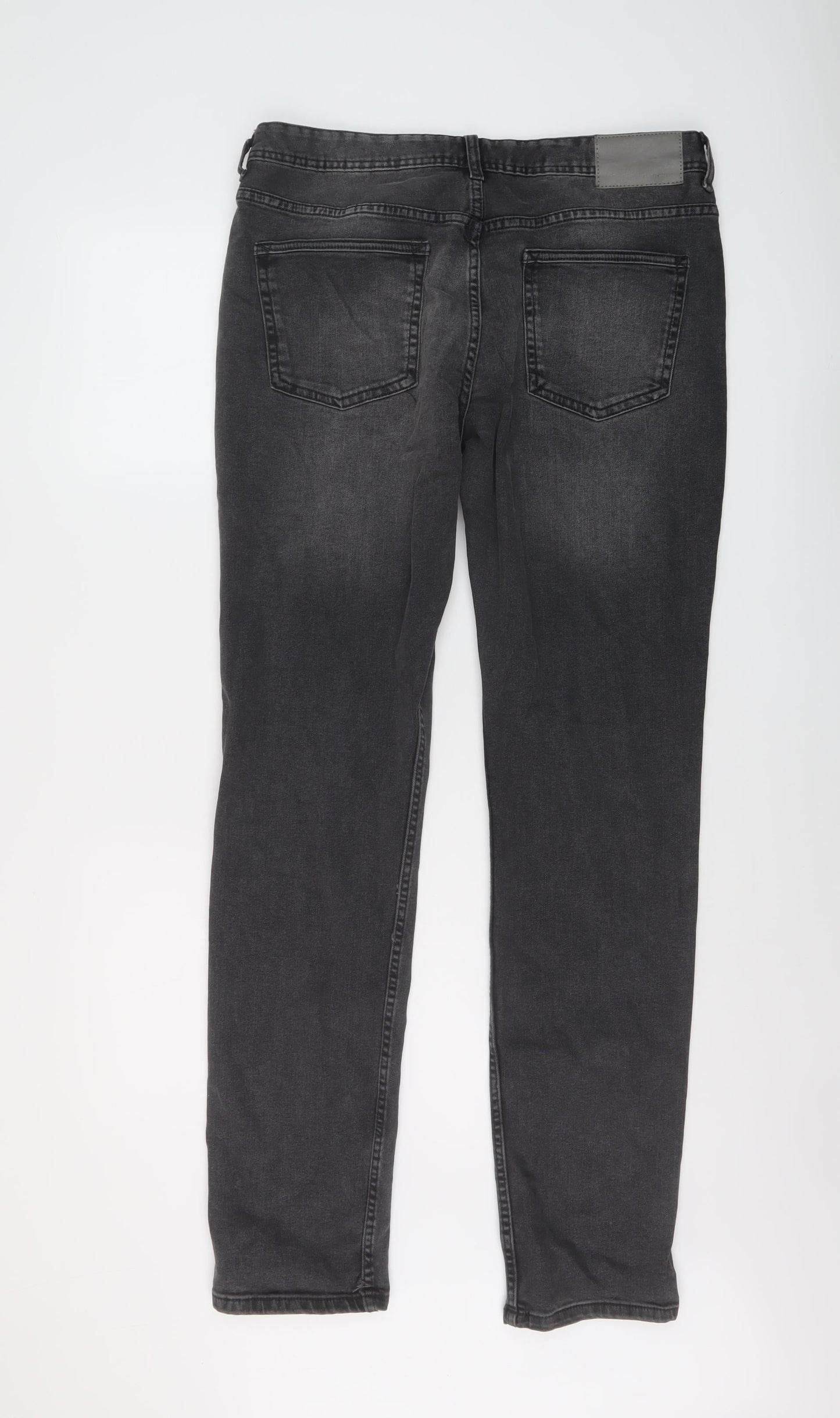 Denim & Co. Mens Grey Cotton Straight Jeans Size 34 in L34 in Slim Button