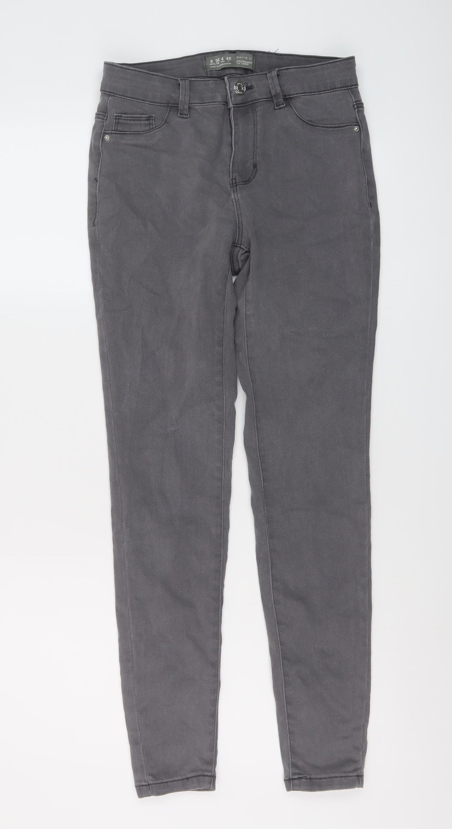 Denim & Co. Womens Grey Cotton Skinny Jeans Size 8 L28 in Regular Button