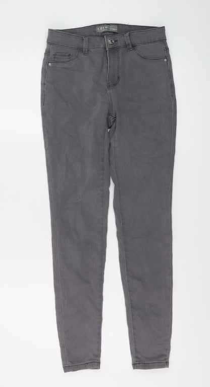 Denim & Co. Womens Grey Cotton Skinny Jeans Size 8 L28 in Regular Button